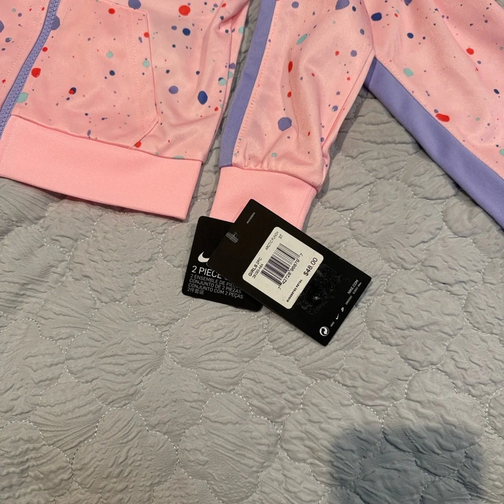Nike Pink and Purple Splatter Tracksuit Set 3T NWT ARCTIC PUNCH - Picture 2 of 5